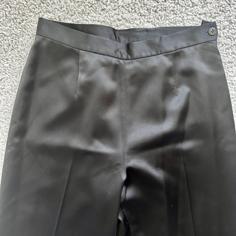 Albert Nipon Black Satin Lined Side Zip Dress Pants, Size 6P